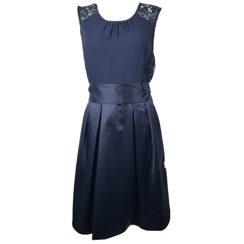 The Limited Dress Size 8 Dark Blue‎ Lace Satin Sleeveless Tie Back Formal Party